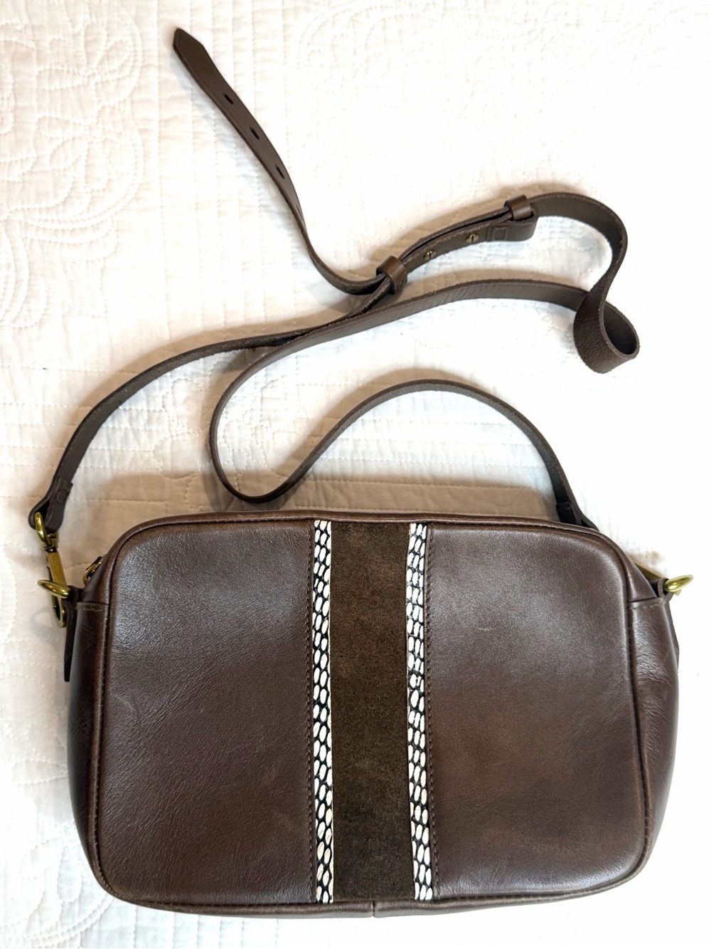 MADEWELL Suede Inset Edition Transport Camera Bag Brown Purse Crossbody